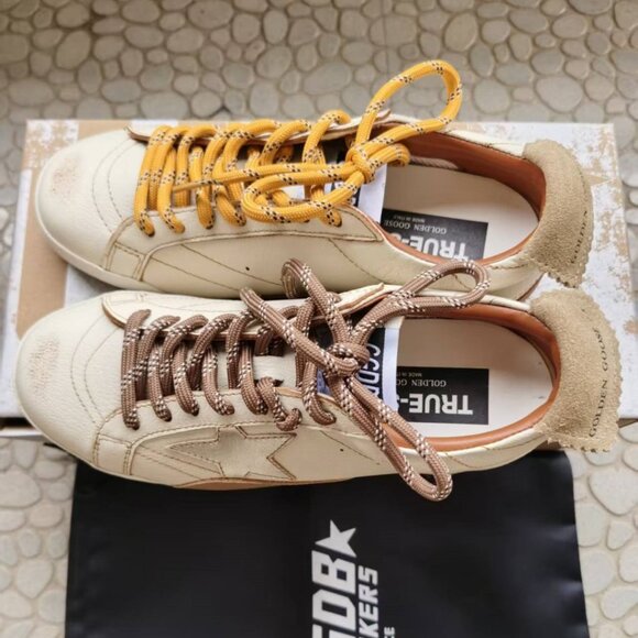 Golden Goose White and Gold Sneakers - Picture 1 of 5